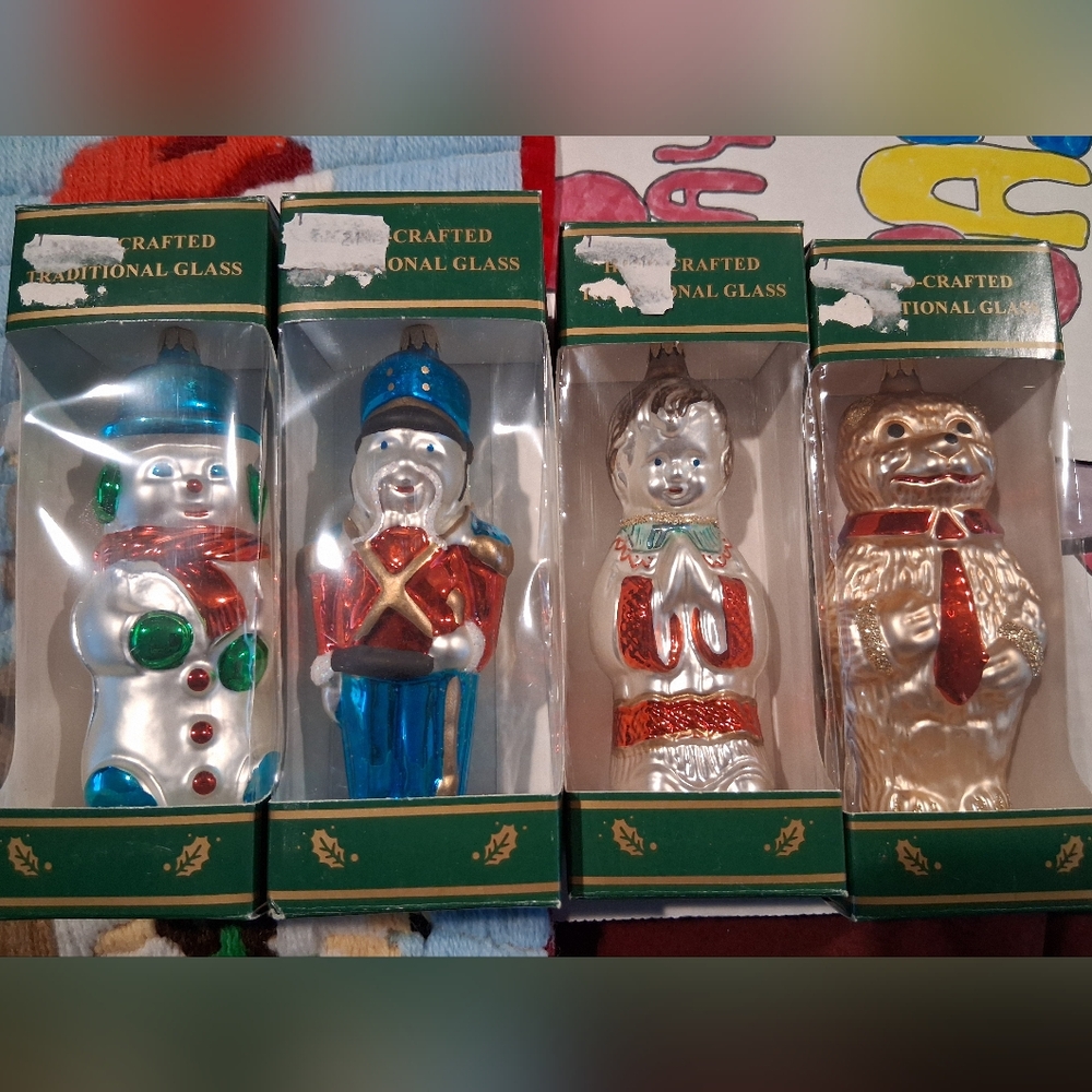 Vintage Kurt Adler Glass Ornament Lot Of 4